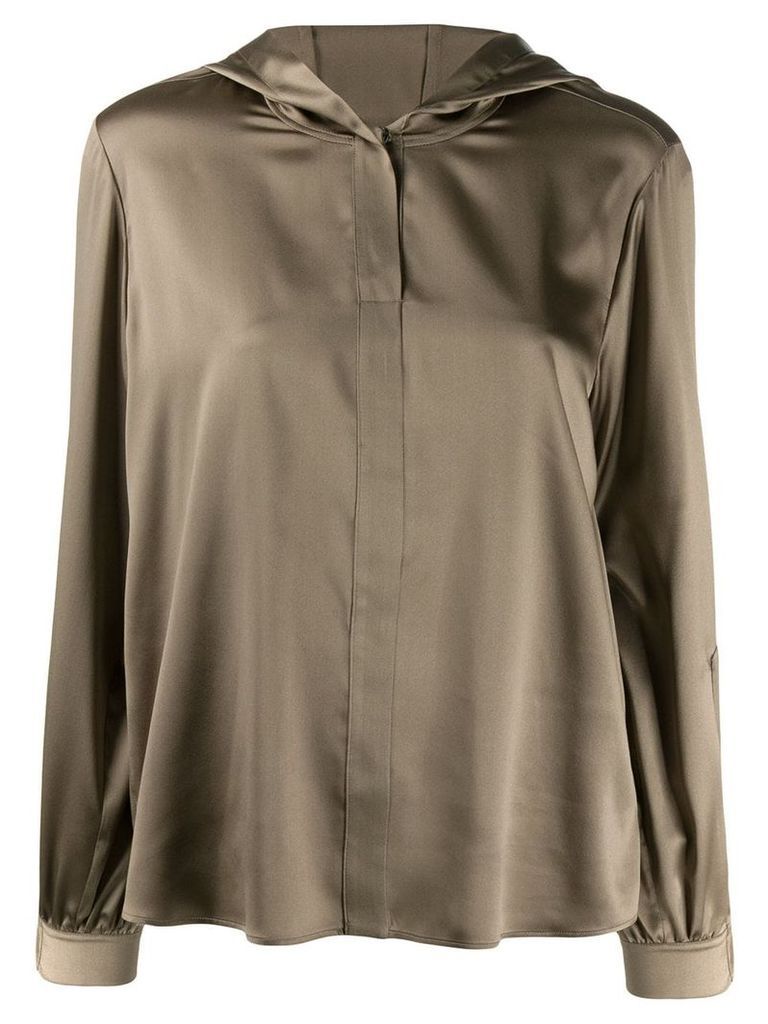Luisa Cerano hooded button front blouse - Green