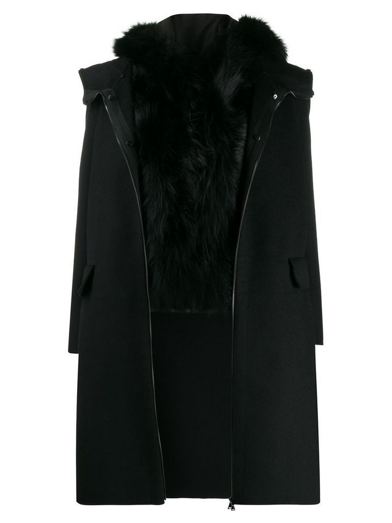 S.W.O.R.D 6.6.44 fur trim coat - Black