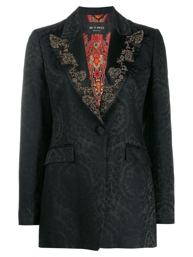 Etro brocade print embellished blazer - Black