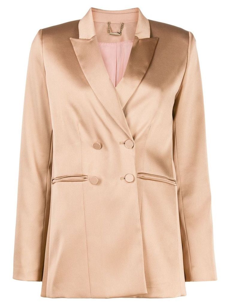 Styland peaked lapel double-breasted blazer - NEUTRALS