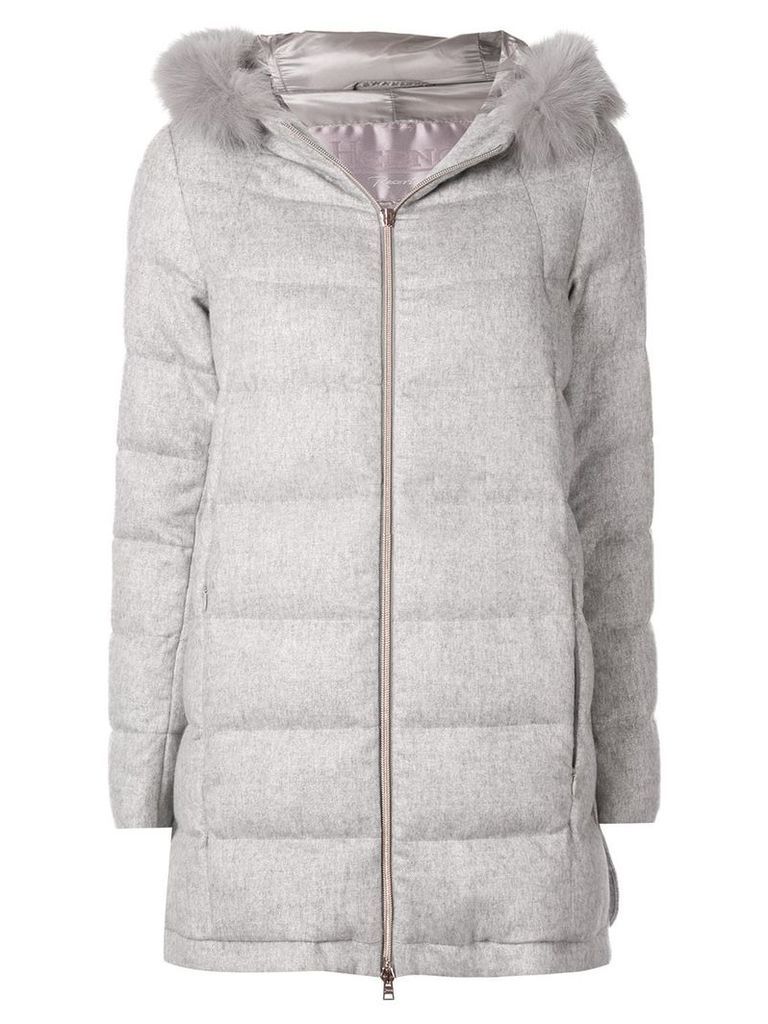 Herno hooded cashmere padded coat - Grey