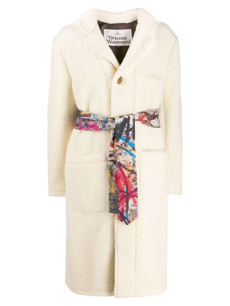 Vivienne Westwood Anglomania single breasted shearling coat - White