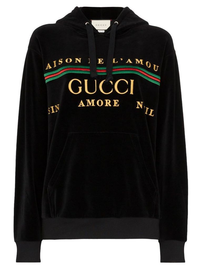 Gucci embroidered logo hoodie - Black