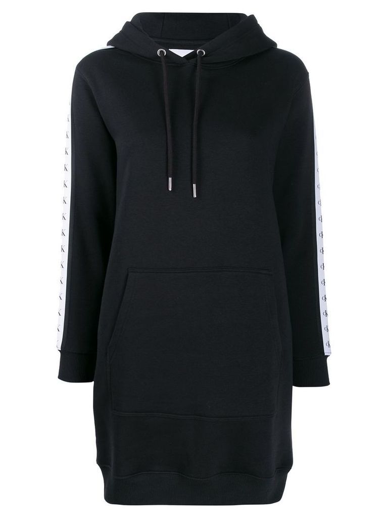 Calvin Klein logo strap appliqués hoodie dress - Black
