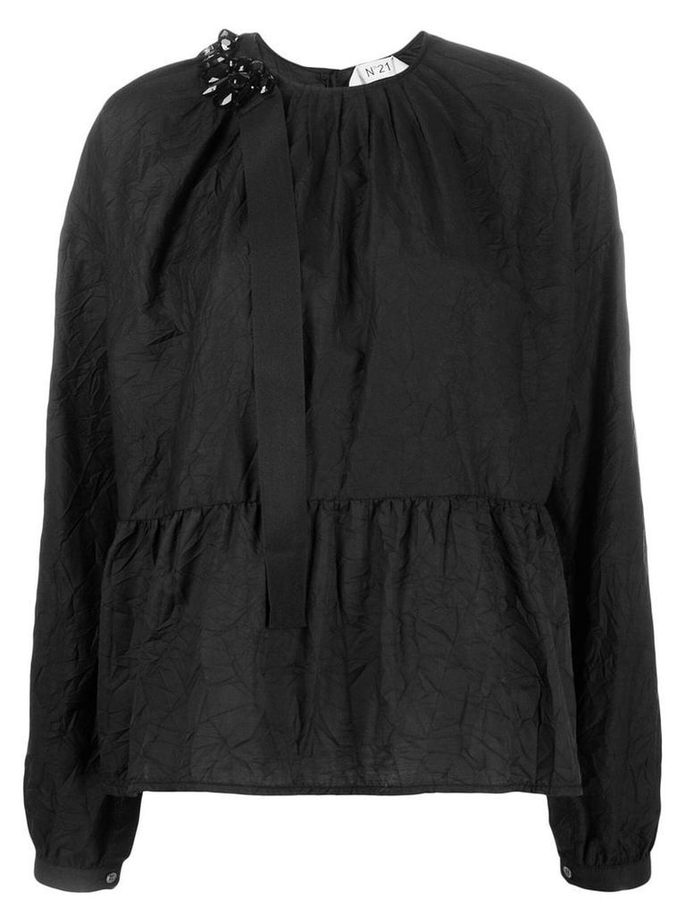 Nº21 creased peplum blouse - Black