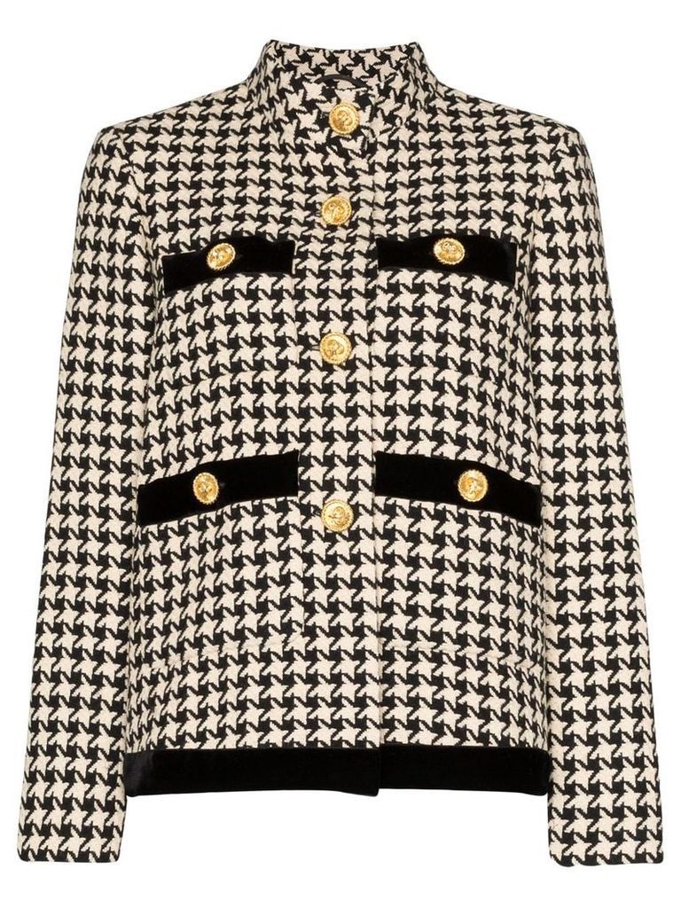Gucci button-embellished houndstooth wool jacket - Multicolour