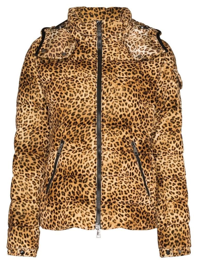 Moncler Bady leopard print down coat - Brown