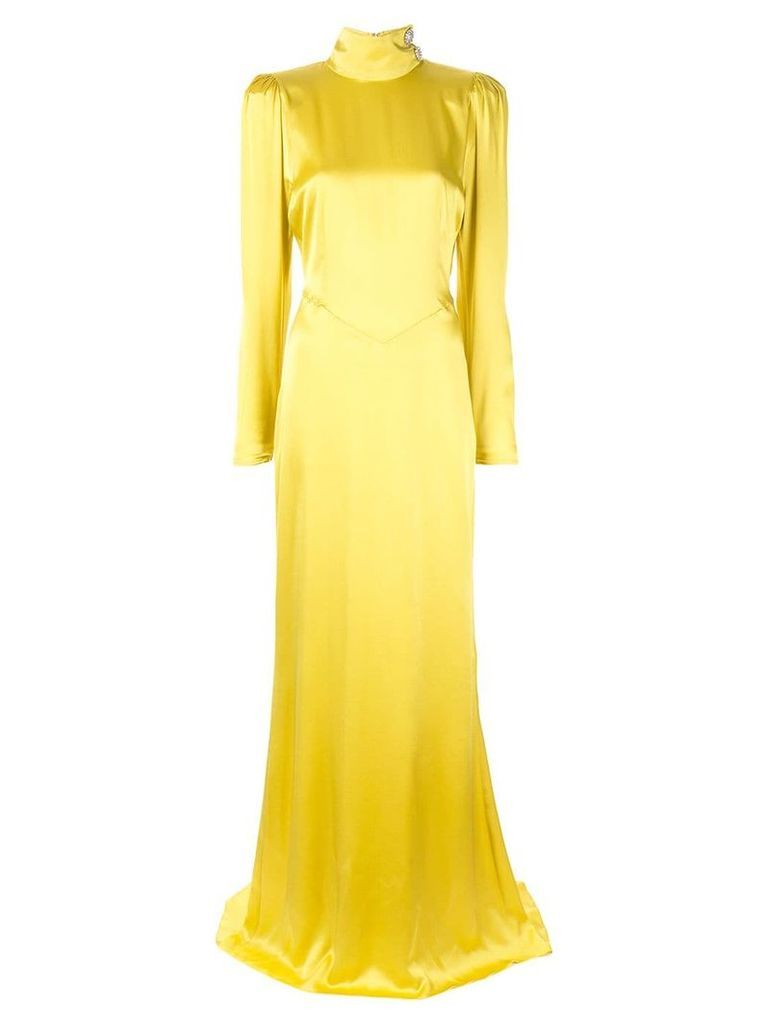 Alessandra Rich long sleeve full length dress - Yellow