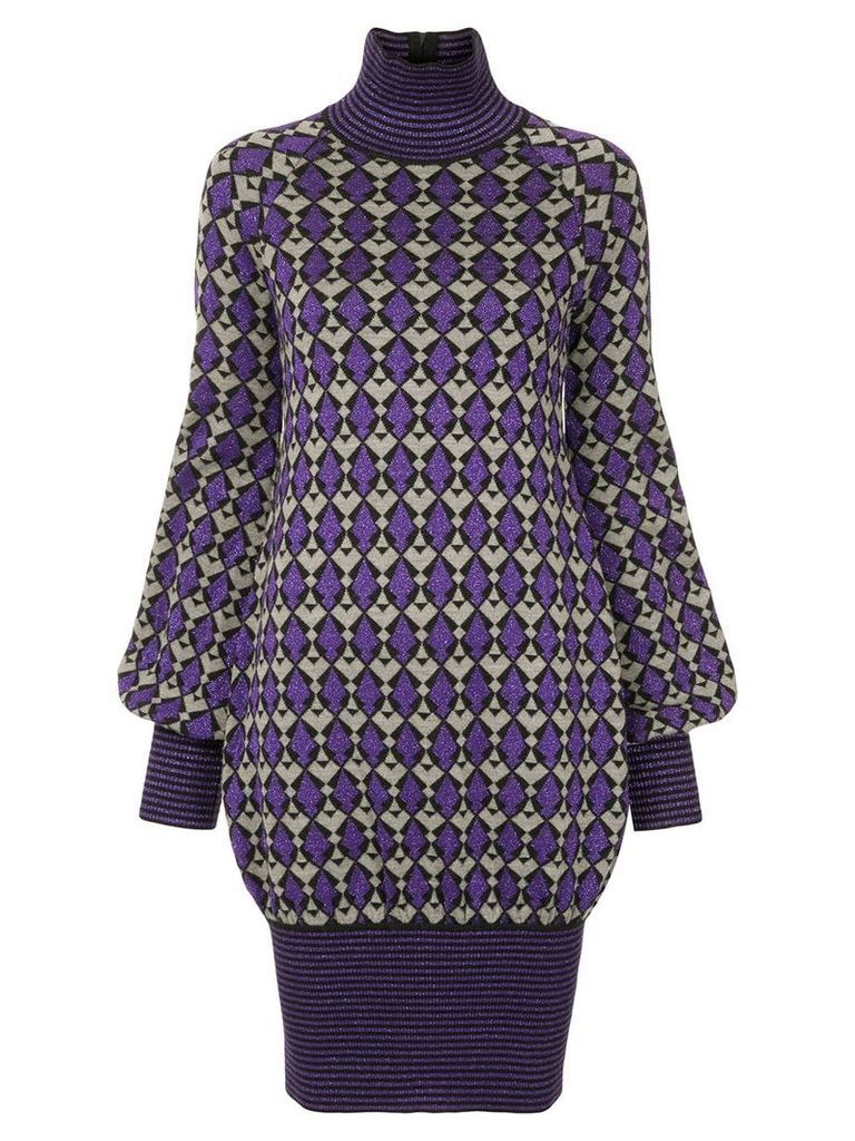 Chanel Pre-Owned geometric pattern knitted dress - PURPLE