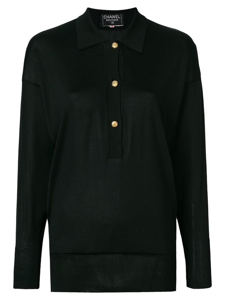 Chanel Pre-Owned long sleeved knitted blouse - Black