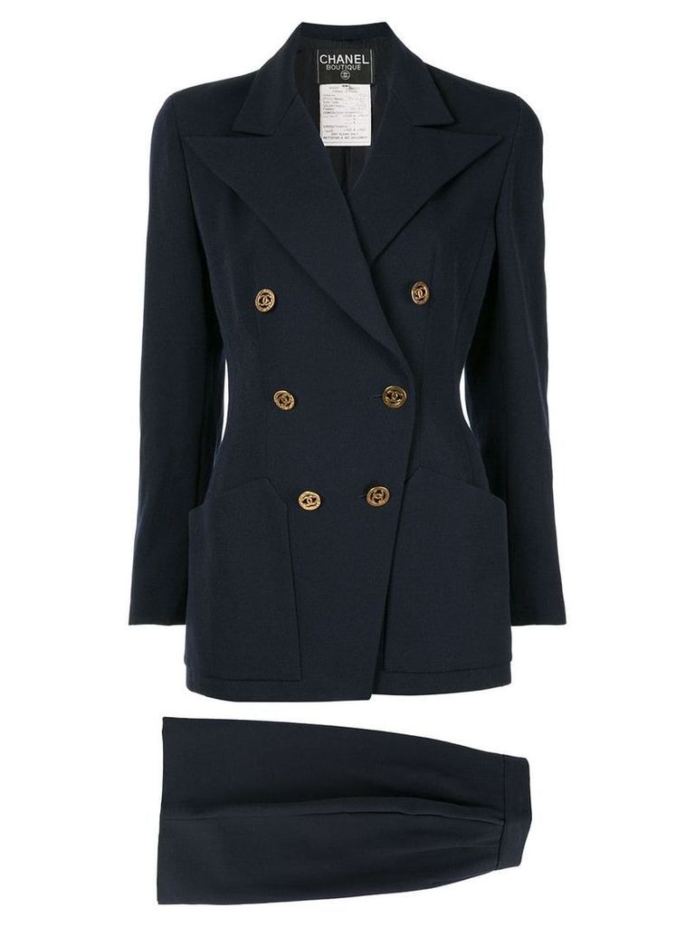 Chanel Pre-Owned Setup Suit Jacket Skirt - Blue