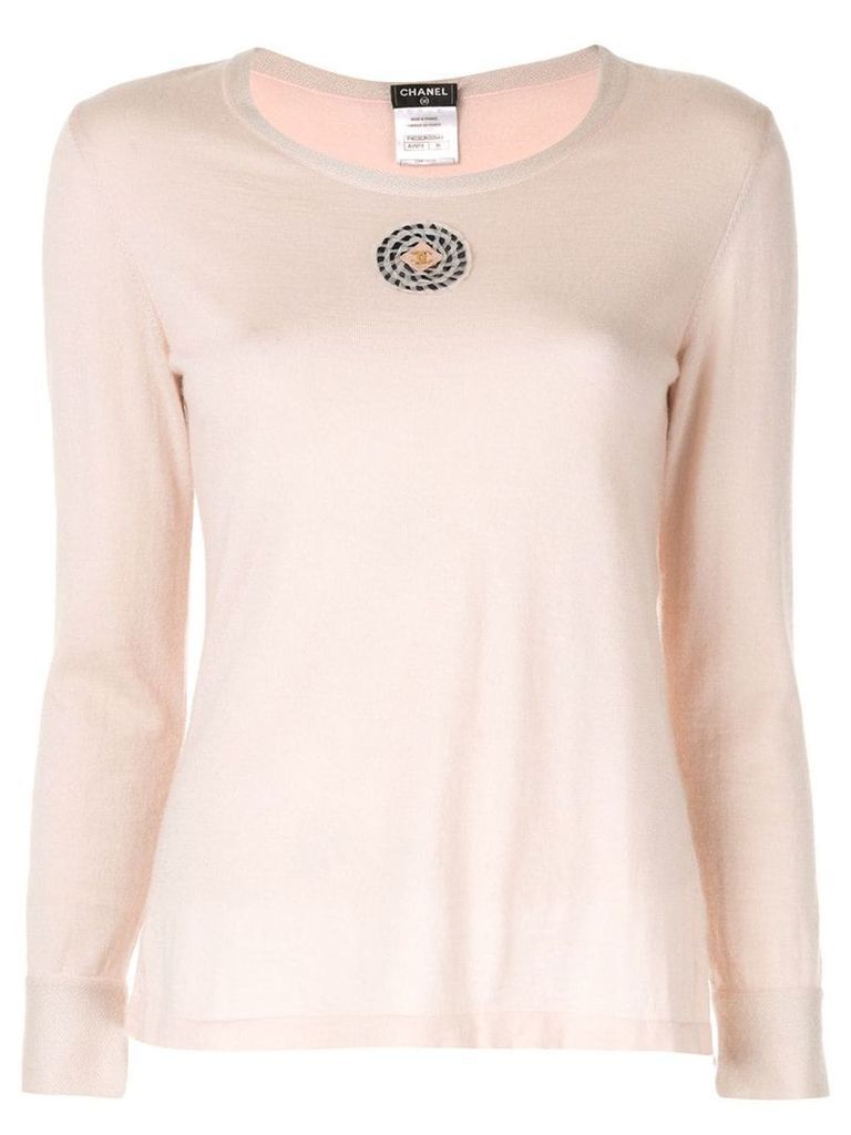 Chanel Pre-Owned Chanel corsage motif long sleeve tops shirts - Pink