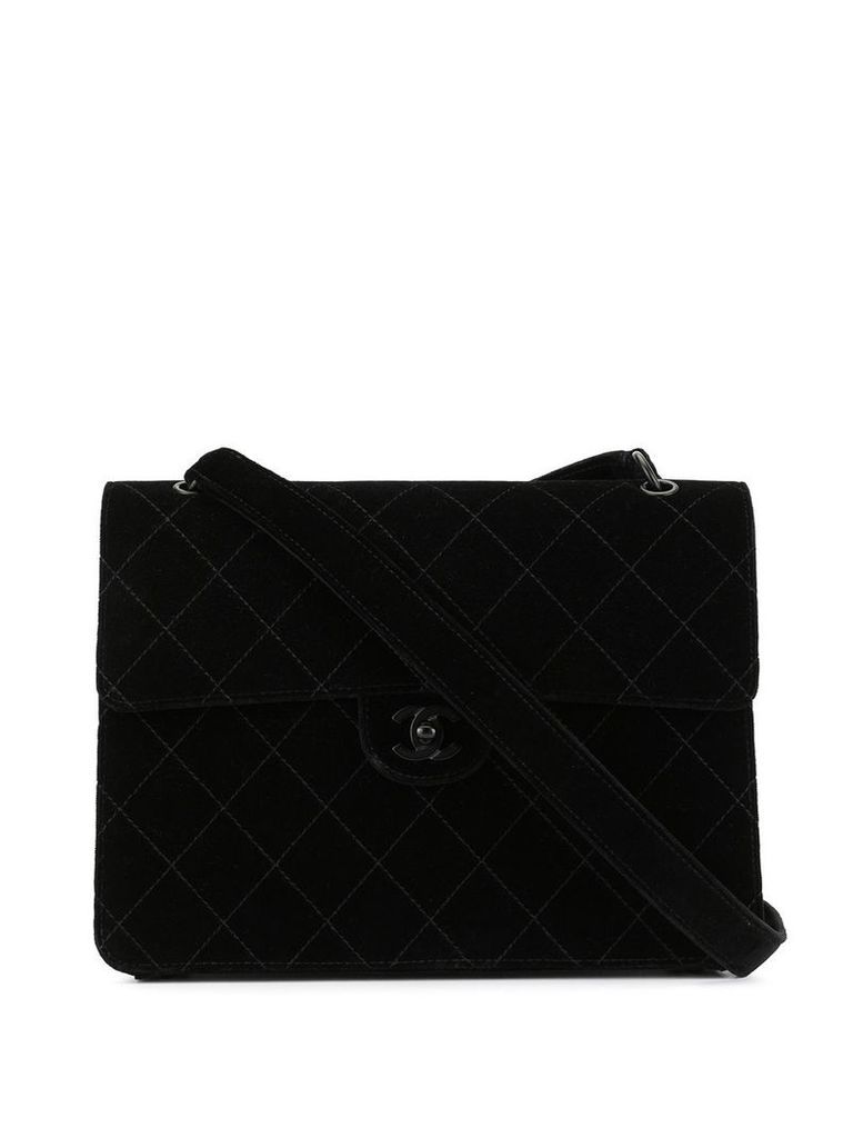 Chanel Pre-Owned velvet effect structured shoulder bag - Black