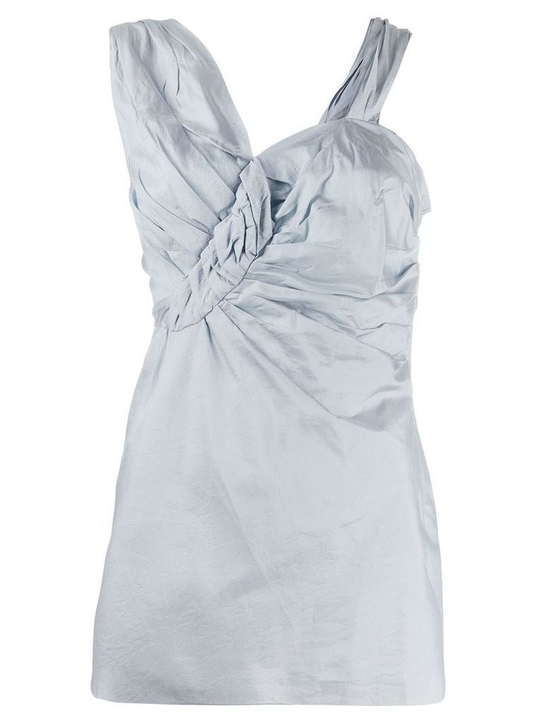 Christian Dior Pre-Owned draped asymmetric blouse - Blue