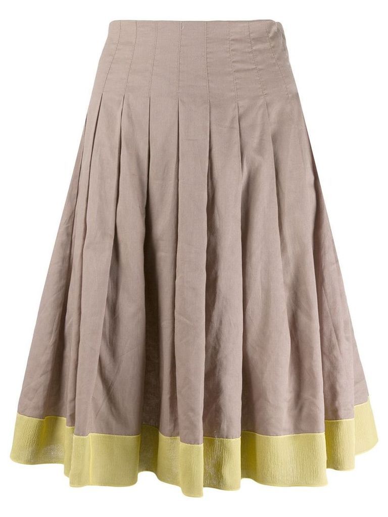 Prada Pre-Owned contrast pleated skirt - Brown