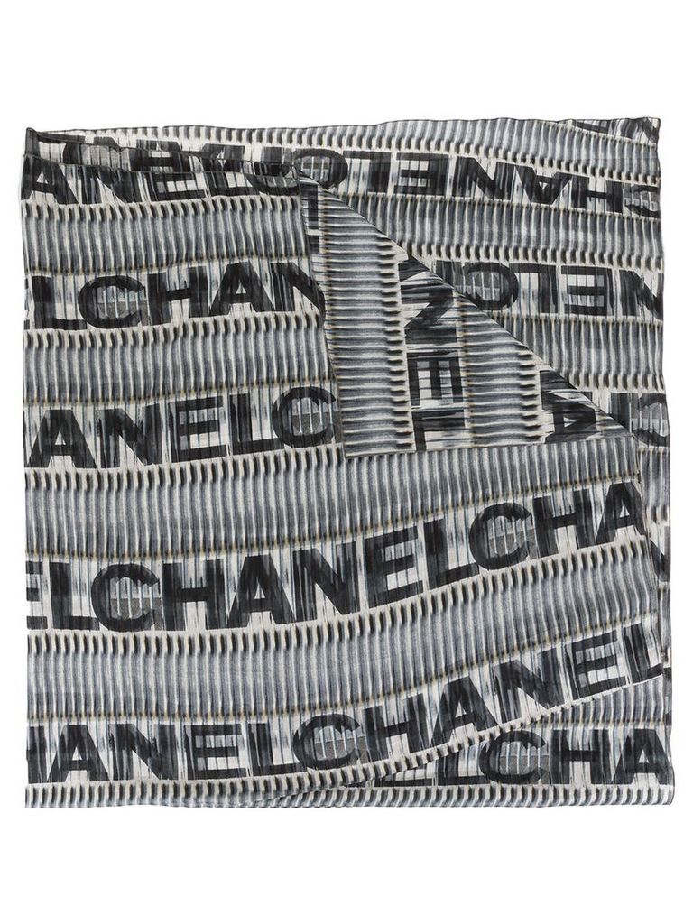 Chanel Pre-Owned logo sheer scarf - Grey