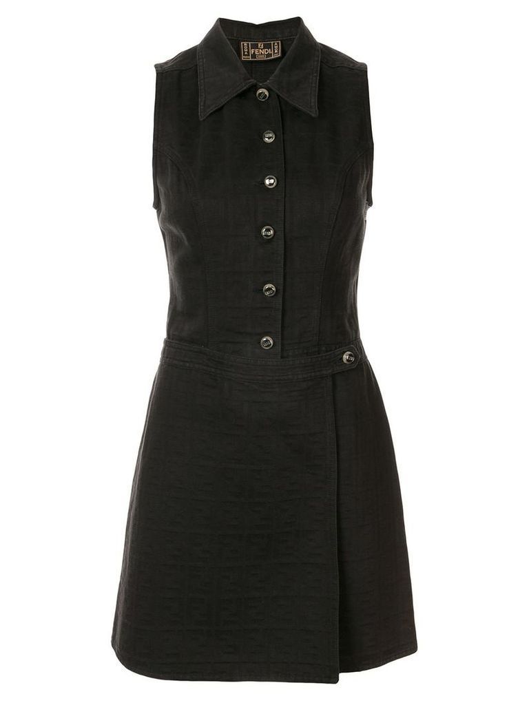 Fendi Pre-Owned apron-style detail A-line dress - Black
