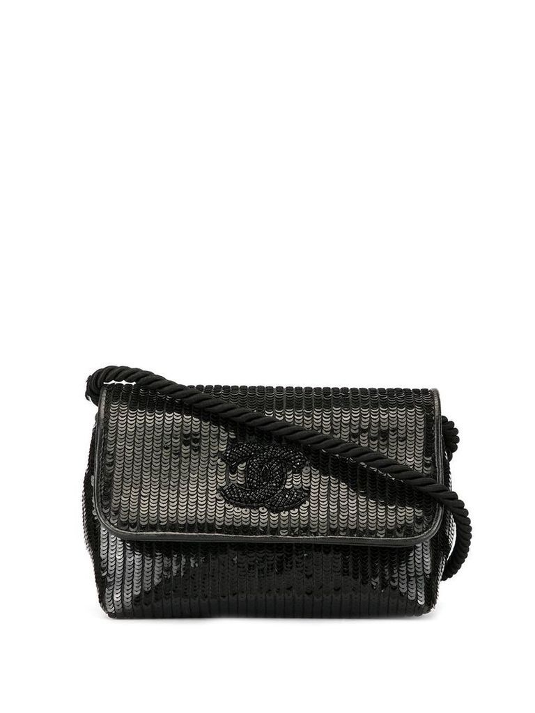 Chanel Pre-Owned sequinned CC crossbody bag - Black