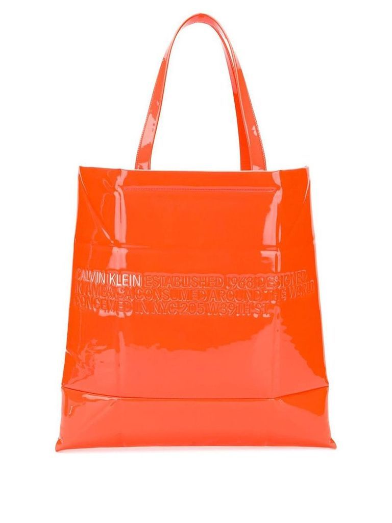Calvin Klein 205W39nyc embossed logo tote bag - ORANGE
