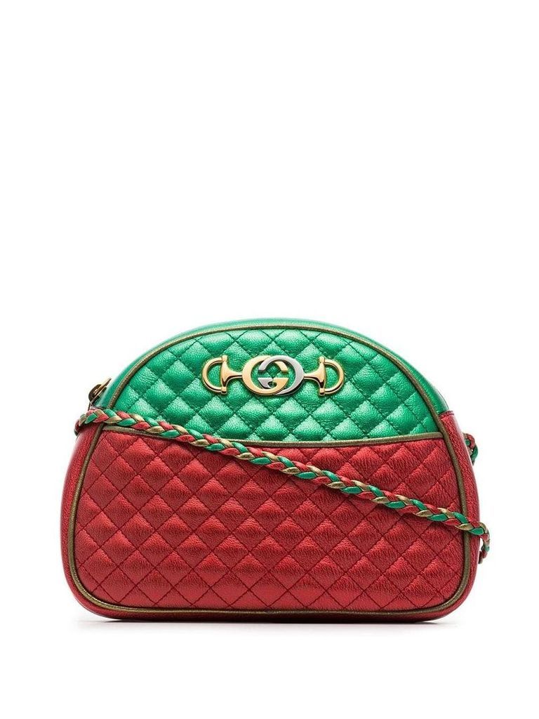 Gucci red and green Trapuntata quilted metallic leather cross body bag