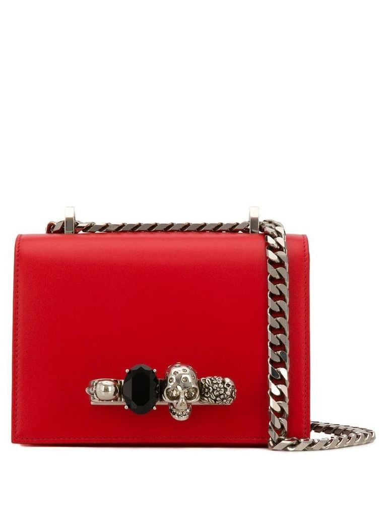 Alexander McQueen small jewelled satchel bag - Red