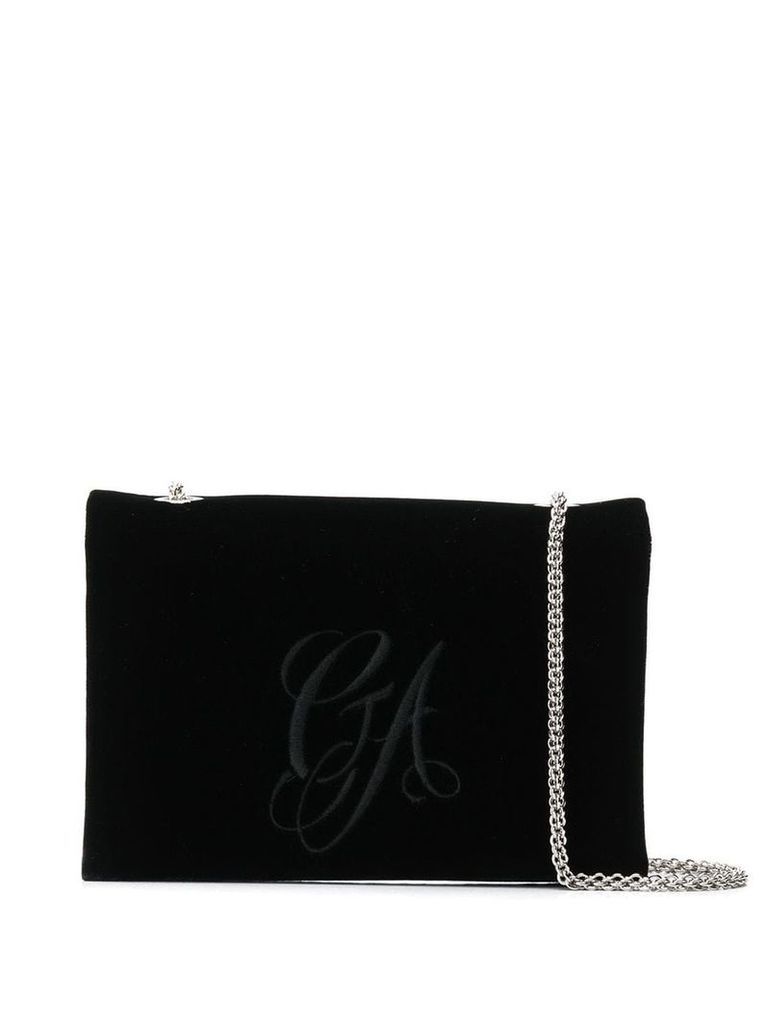 Giorgio Armani embroidered velvet chain bag - Black