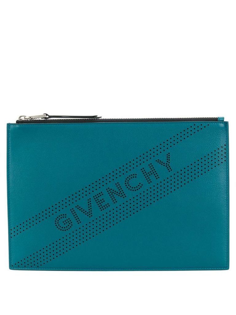 Givenchy perforated logo clutch - Blue