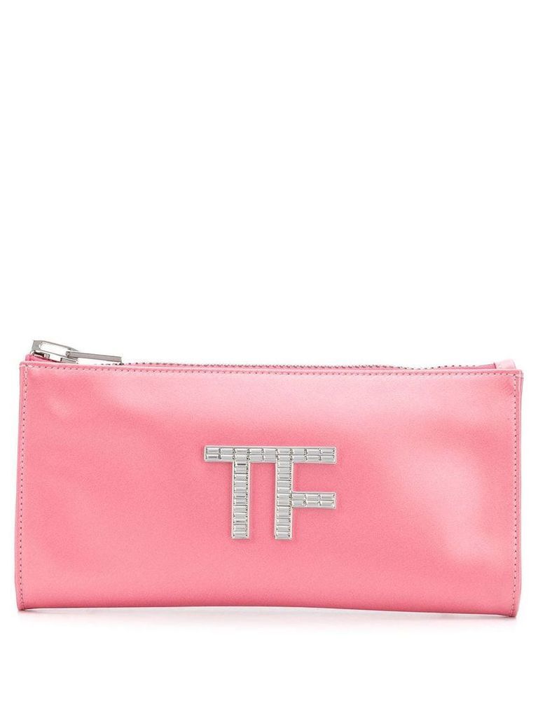 Tom Ford embellished logo clutch bag - PINK