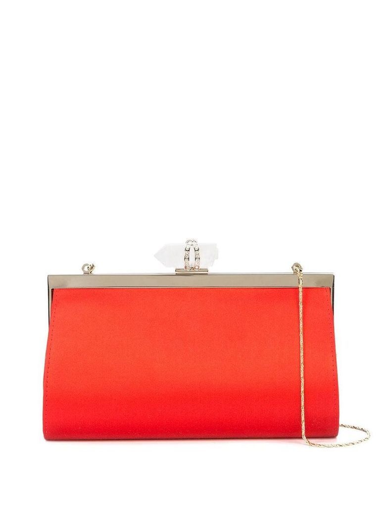 Marchesa embellished clasp clutch - Red