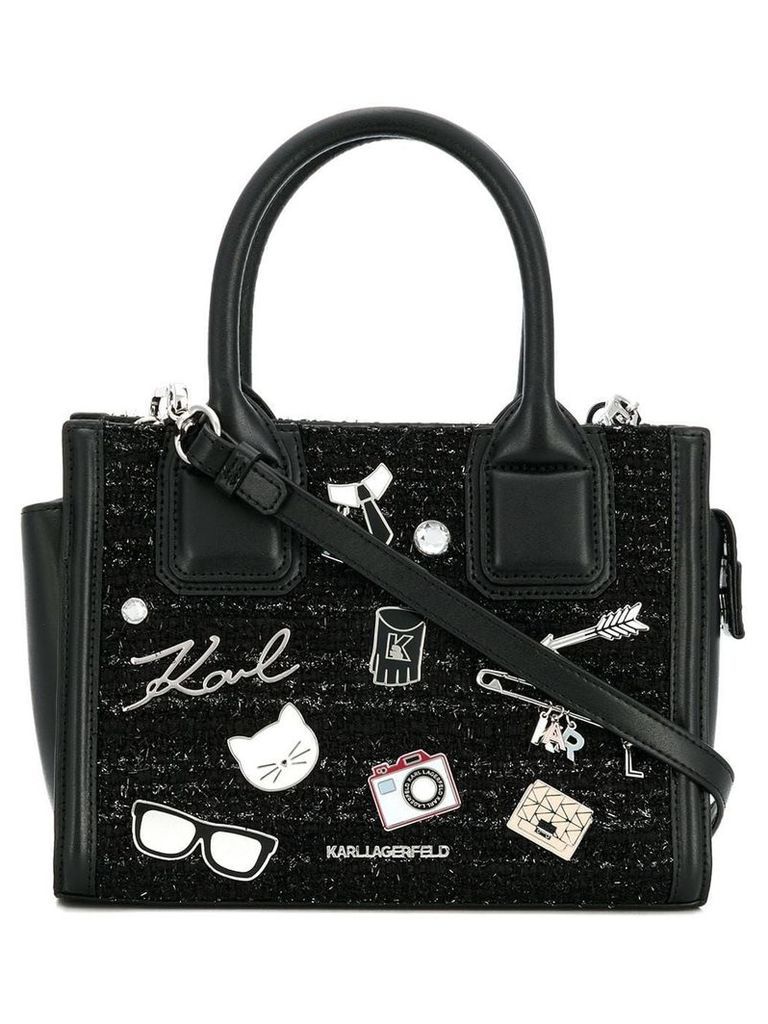 Karl Lagerfeld plaque detail shoulder bag - Black