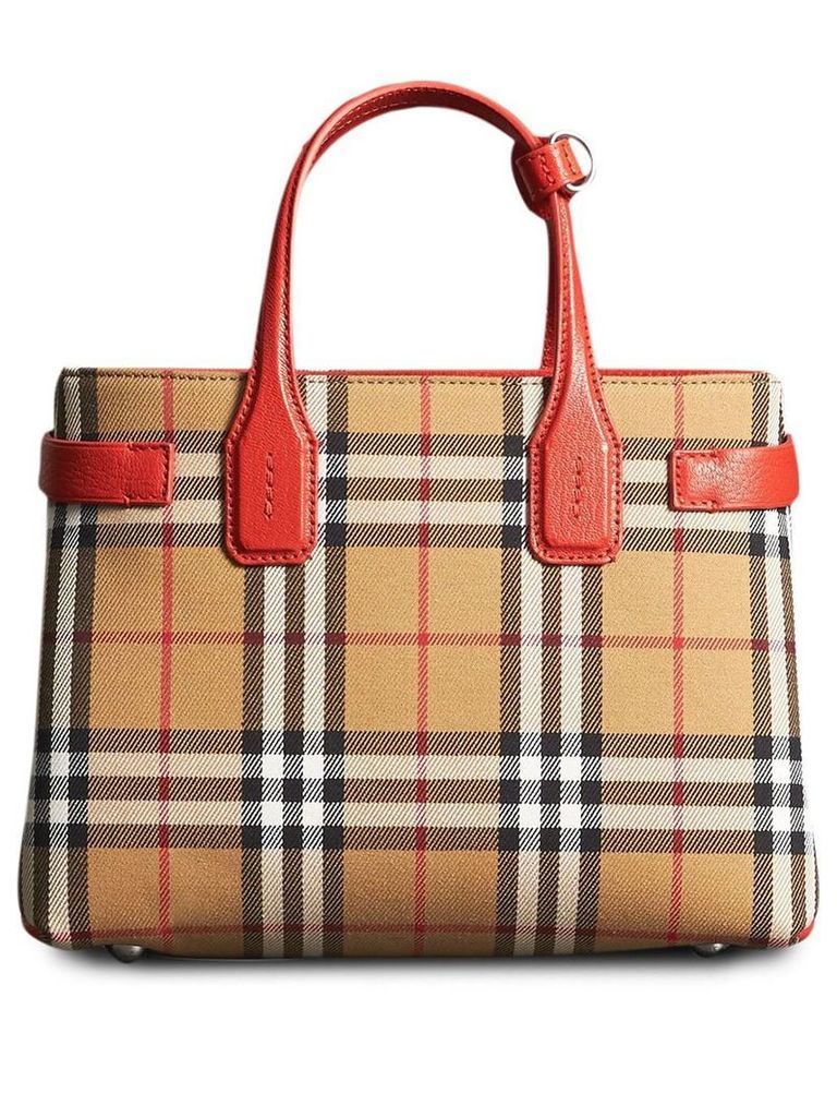 Burberry The Small Banner in Vintage Check and Leather - Yellow