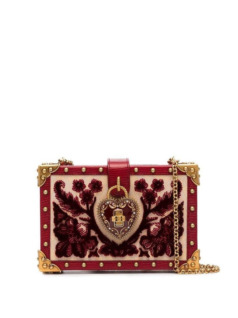 Dolce & Gabbana heart lock embellished velvet box bag - Red