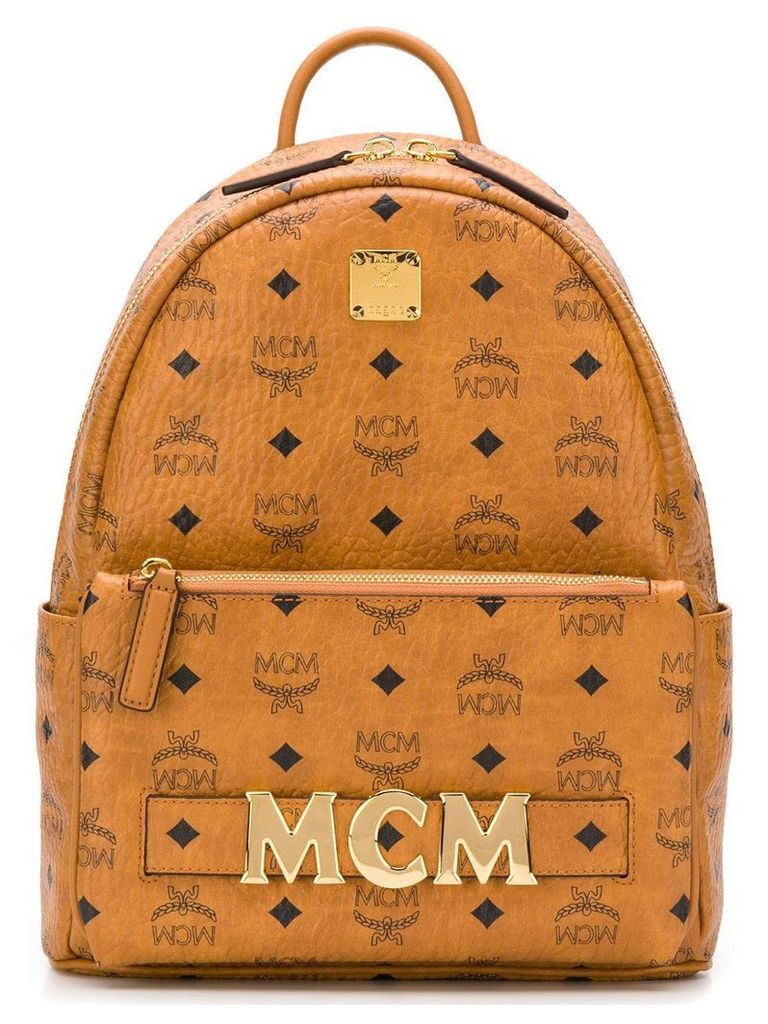 MCM printed logo backpack - Brown