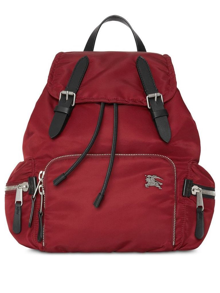 Burberry The Medium Rucksack in Nylon and Leather - Red