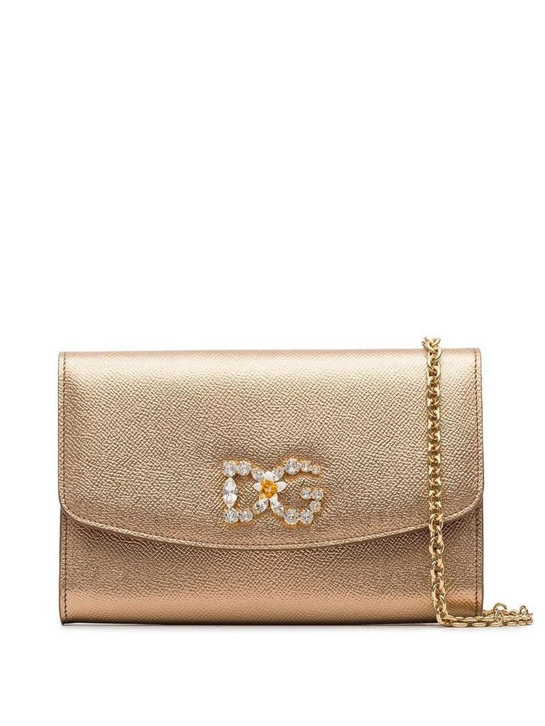 Dolce & Gabbana embellished logo crossbody bag - Metallic