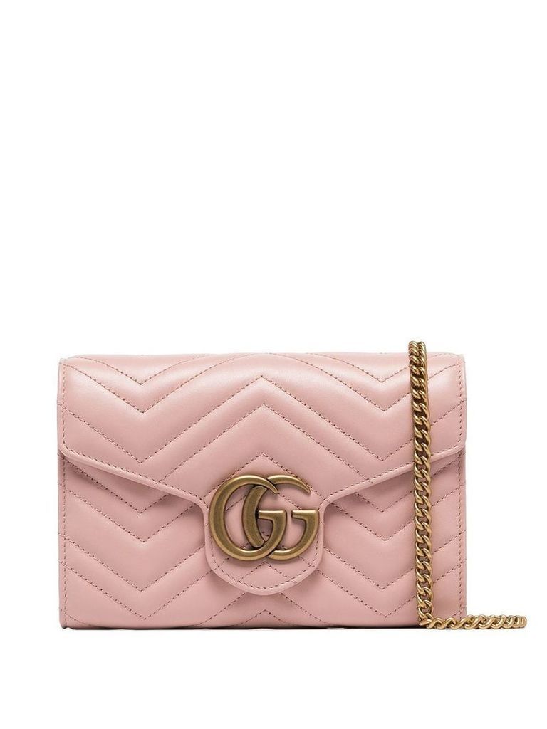 Gucci pink GG plaque quilted leather crossbody bag