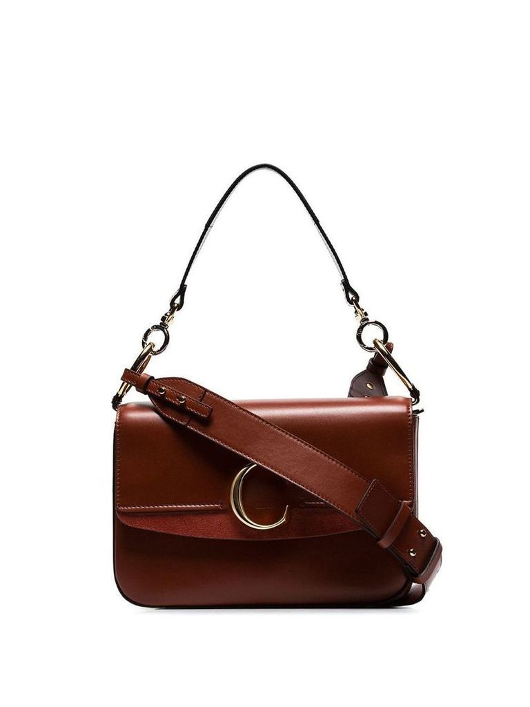 Chloé sepia brown medium C ring leather shoulder bag