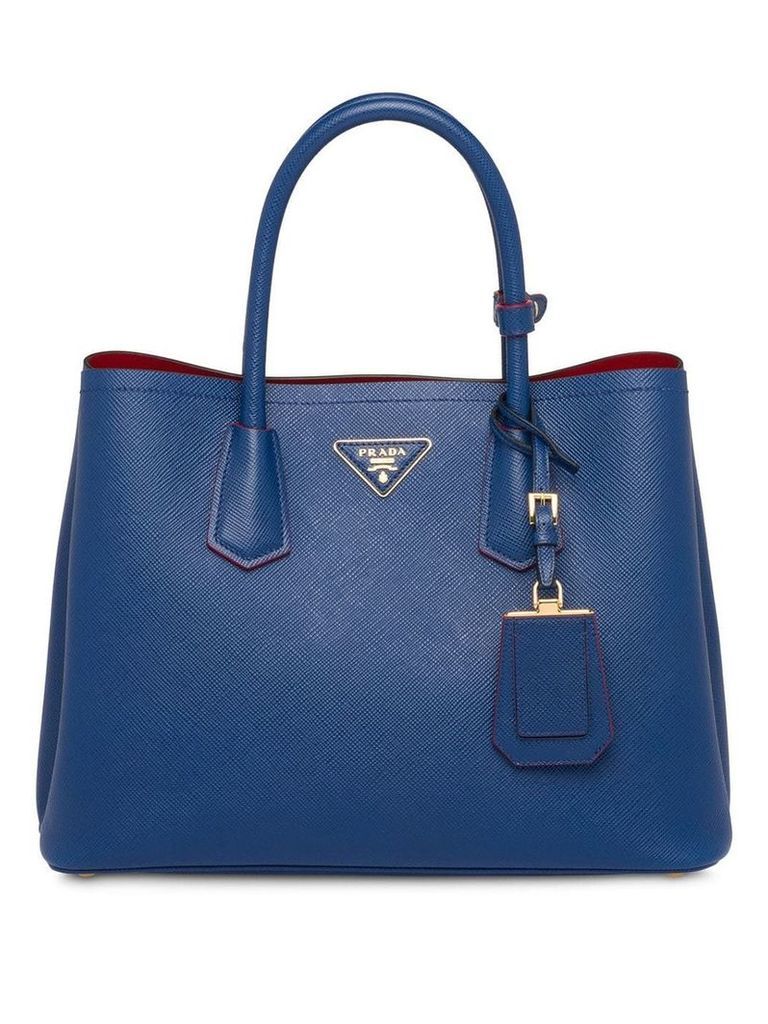 Prada Double leather medium handbag - Blue