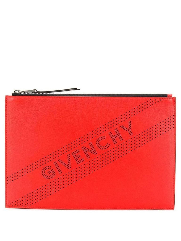 Givenchy perforated logo clutch - Red