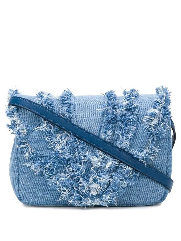Elena Ghisellini distressed trim flap handbag - Blue