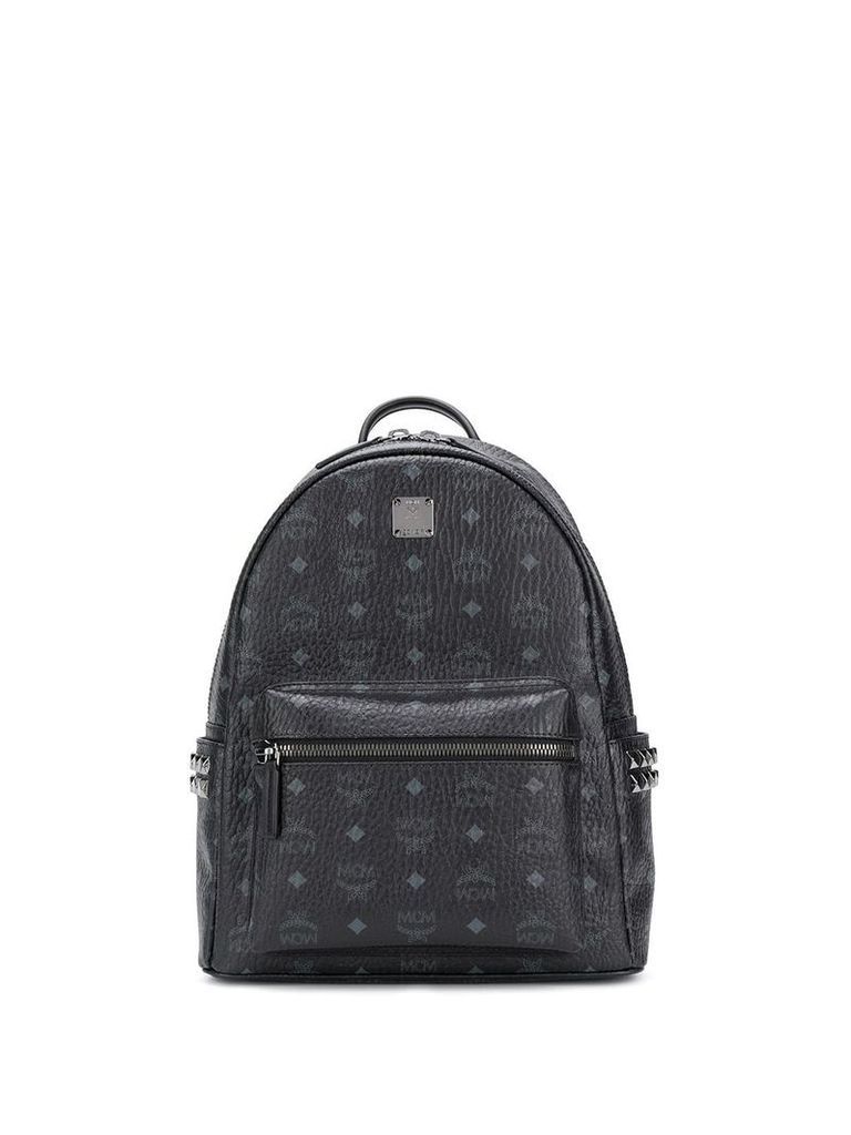 MCM logo print studded backpack - Black