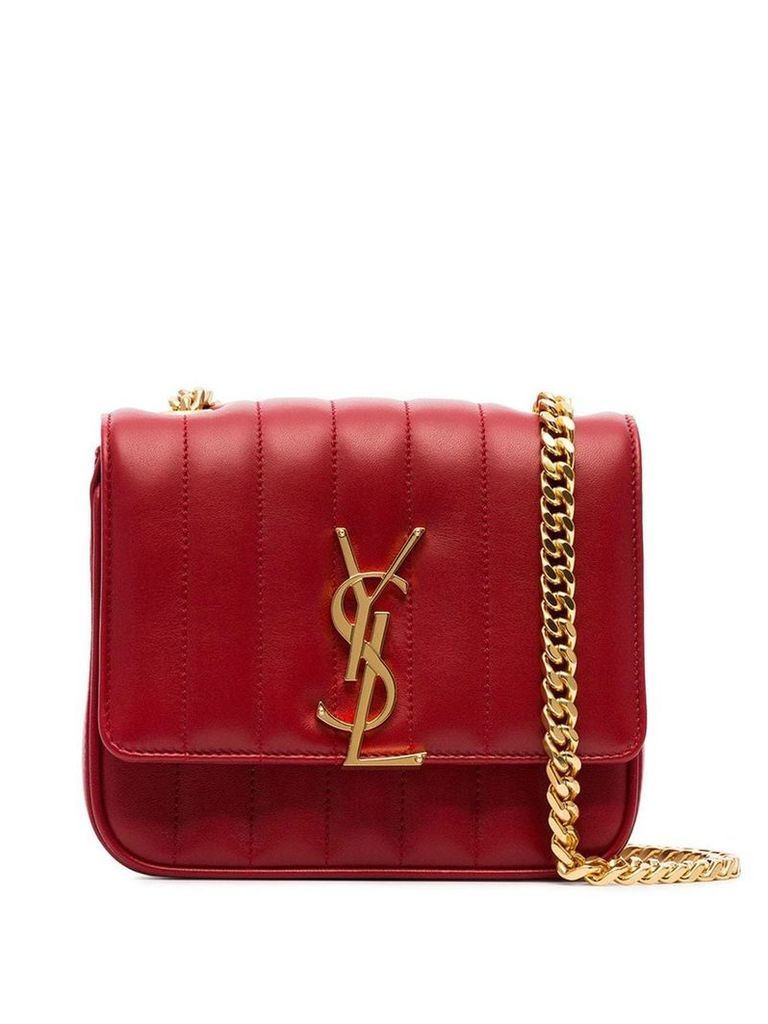 Saint Laurent red Vicky small quilted leather bag