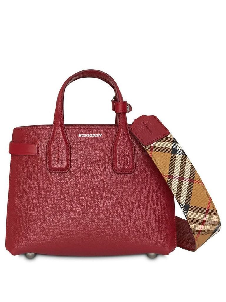 Burberry The Baby Banner in Leather and Vintage Check - Red