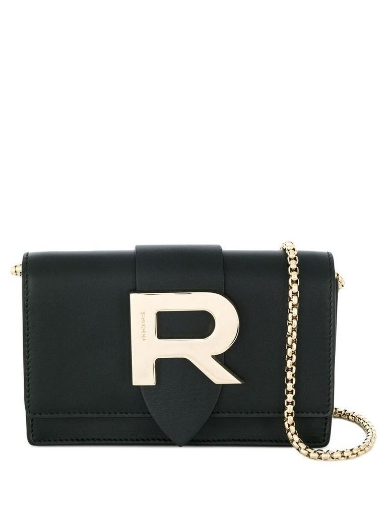 Rochas R plaque crossbody bag - Black