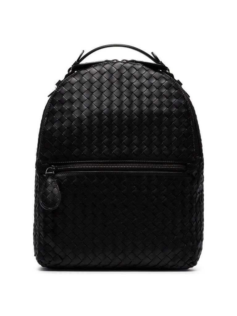 Bottega Veneta black intrecciato leather backpack