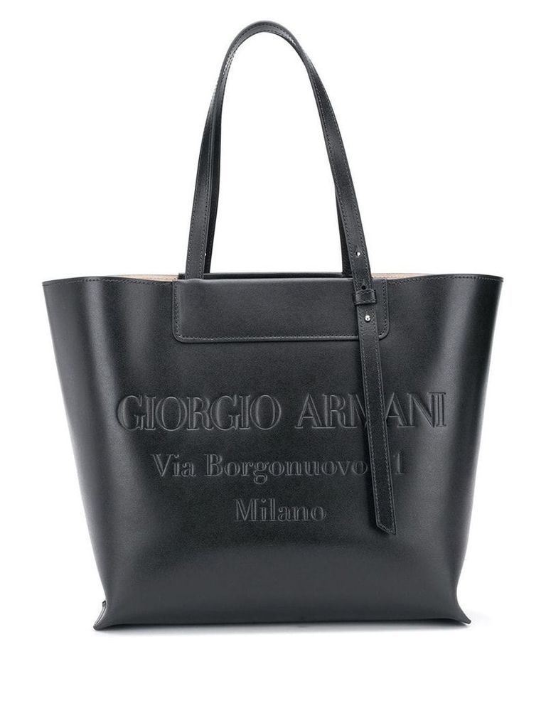 Giorgio Armani embossed logo tote - Black