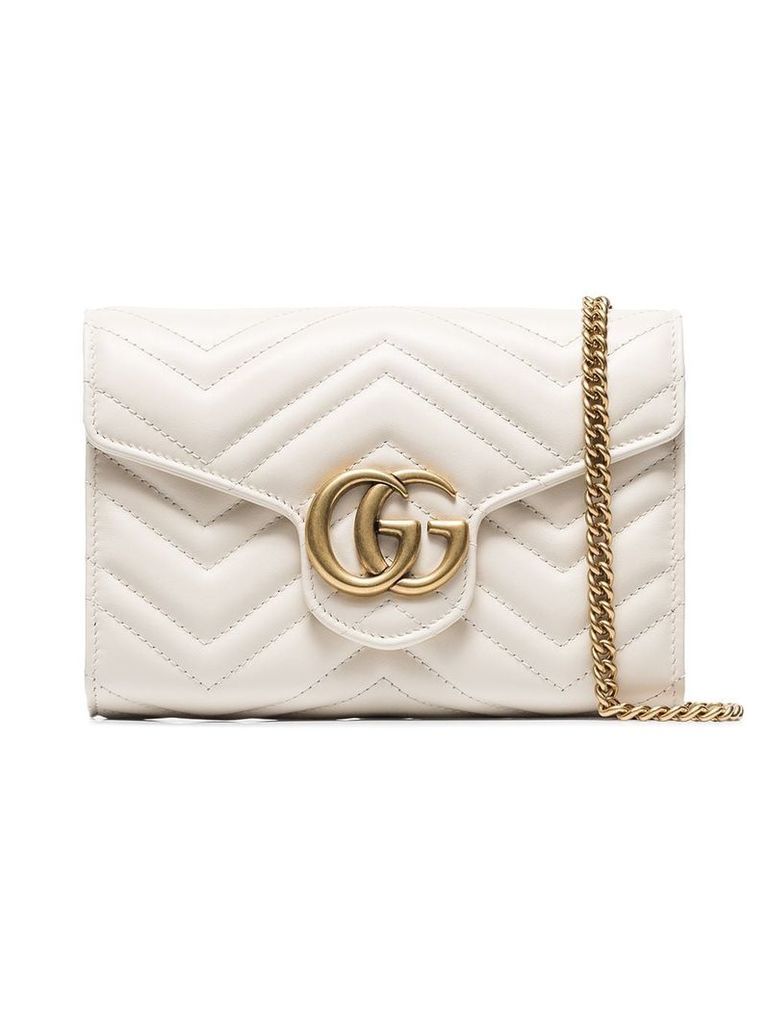 Gucci white GG marmont leather shoulder bag