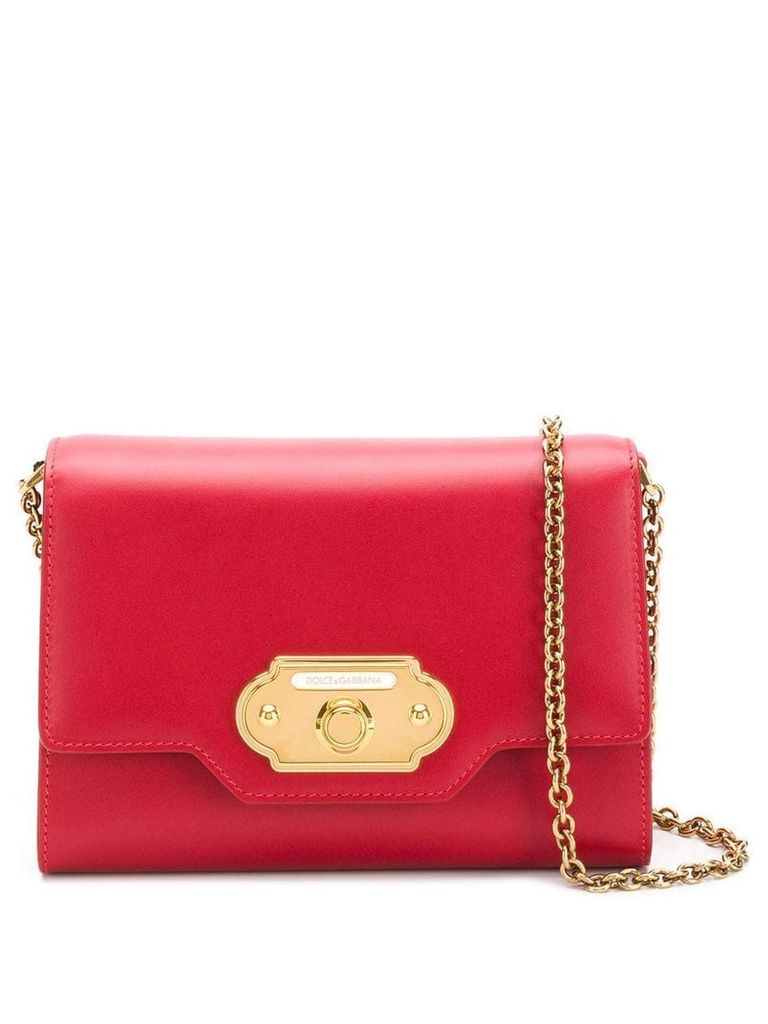 Dolce & Gabbana logo plaque shoulder bag - Red