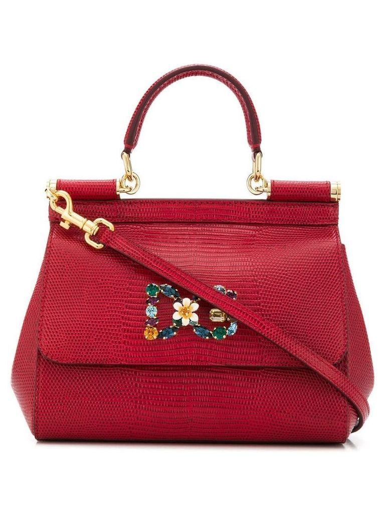 Dolce & Gabbana bouquet brooch tote bag - Red