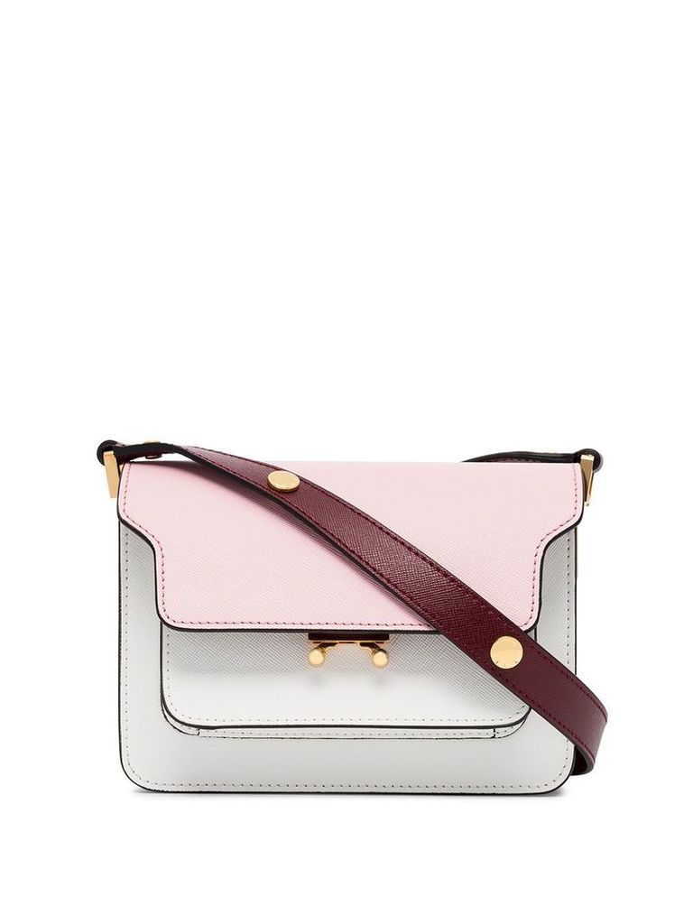 Marni pink, white and red trunk bicolour small leather shoulder bag